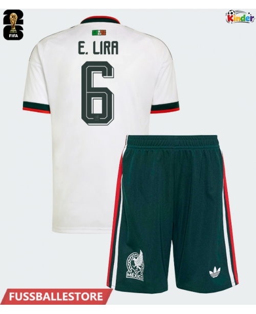 Günstige Mexiko Erik Lira #6 Auswärts Trikotsatzt Kinder WM 2026 Kurzarm (+ Kurze Hosen)
